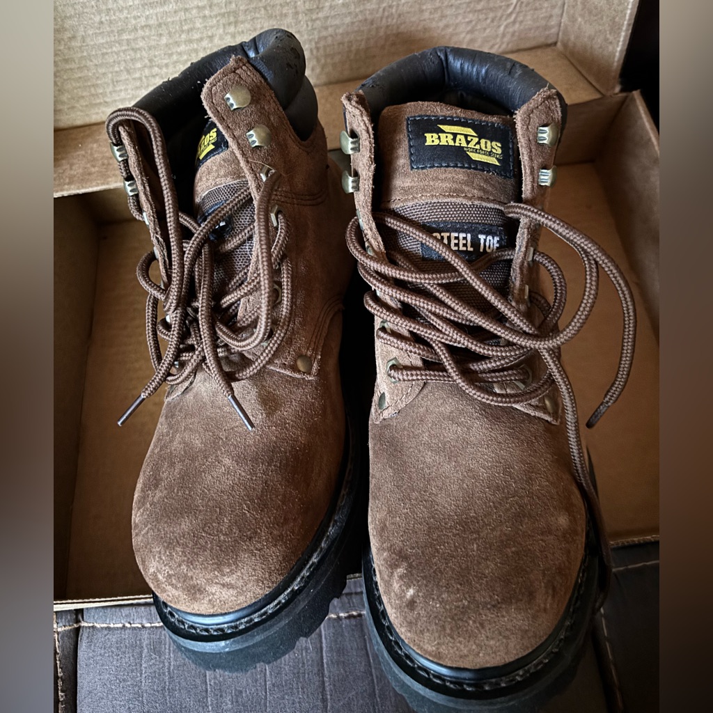 Men's Brazos Brown Steel Toe Boots Size 6